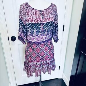 Bohemian Patterned Dress in Purple and Red